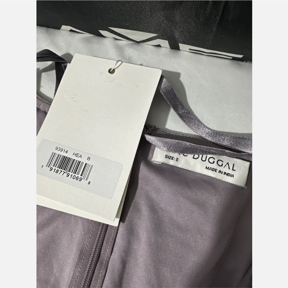 NWT $998 Mac Duggal [ 8 ] V Neck Cap Sleeve Hand Embellished Gown Heather Purple - Picture 5 of 16